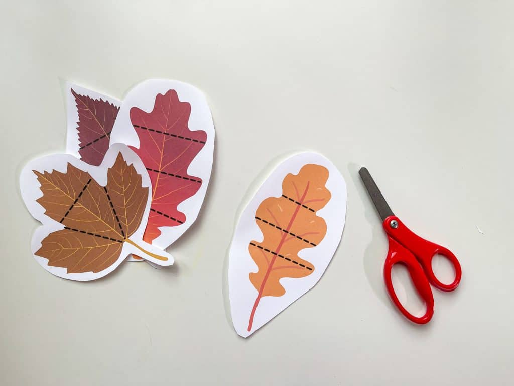 Fall preschool leaf cutting activity
