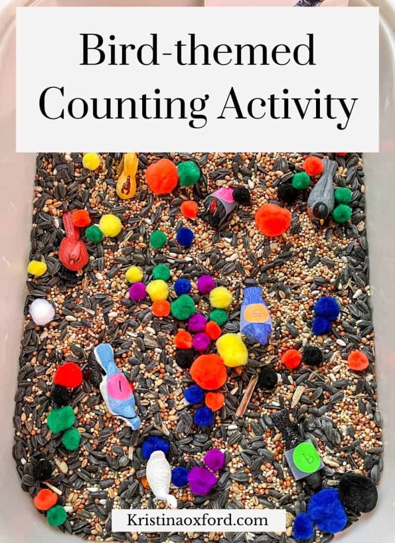 Bird-themed counting sensory Bin