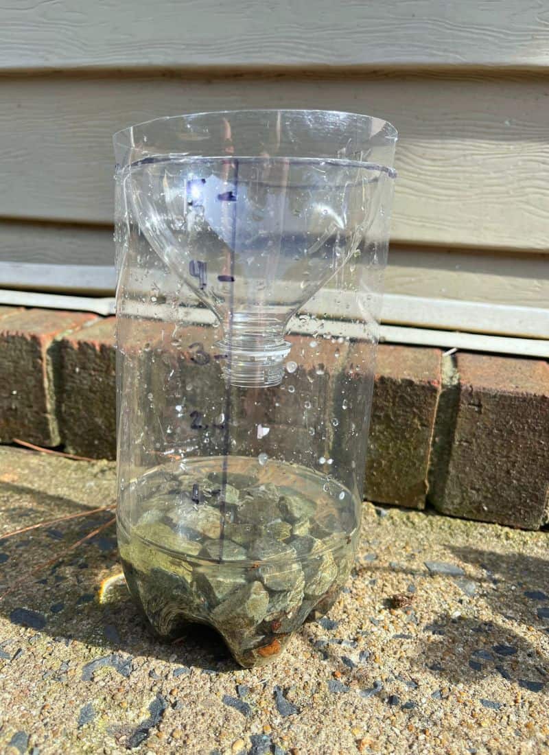 Rain Guage for Kids DIY With rock in the bottom